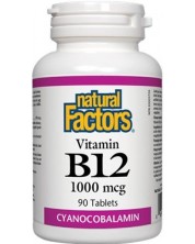 Vitamin B12 Cyanocobalamin, 1000 mcg, 90 таблетки, Natural Factors