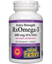 RX Omega-3 Extra Stength, 600 mg, 60 софтгел капсули, Natural Factors -1