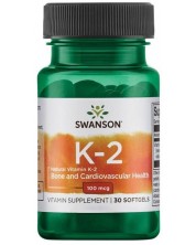 Natural Vitamin K-2, 100 mcg, 30 меки капсули, Swanson -1