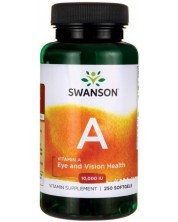 Vitamin A, 10 000 IU, 250 меки капсули, Swanson -1