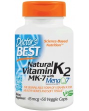 Natural Vitamin K2 with MK-7, 45 mcg, 60 капсули, Doctor's Best -1