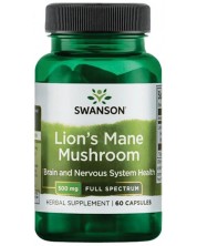 Lion's Mane Mushroom, 500 mg, 60 капсули, Swanson -1