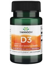 Vitamin D3, High Potency, 25 mcg, 60 капсули, Swanson -1