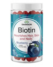Biotin, боровинки, 60 дъвчащи таблетки, Swanson -1