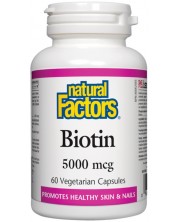 Biotin, 5000 mcg, 60 капсули, Natural Factors -1