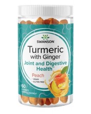 Turmeric with Ginger, праскова, 60 дъвчащи таблетки, Swanson