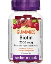 Gummies Biotin, 2500 mcg, 60 таблетки, Webber Naturals