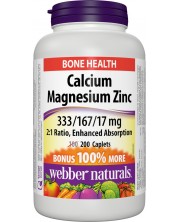 Calcium, Magnesium, Zinc, 200 каплети, Webber Naturals