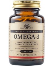 Omega-3, Double Strength, 30 меки капсули, Solgar -1