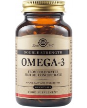 Omega-3, Double Strength, 60 меки капсули, Solgar