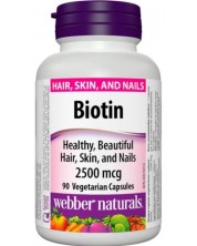 Biotin, 2500 mcg, 90 капсули, Webber Naturals