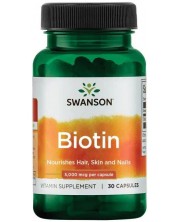 Biotin, 5000 mcg, 30 капсули, Swanson
