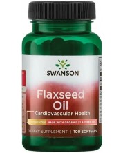 Flaxseed Oil, 1 g, 100 меки капсули, Swanson -1