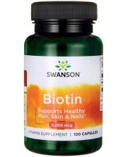 Biotin, 5000 mcg, 100 капсули, Swanson -1
