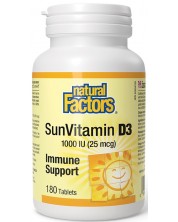 Vitamin D3, 1000 IU, 180 таблетки, Natural Factors -1