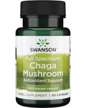 Full Spectrum Chaga Mushroom, 60 капсули, Swanson -1