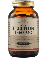 Lecithin, 1360 mg, 100 меки капсули, Solgar -1