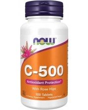 Vitamin C-500 with Rose Hips, 100 таблетки, Now -1