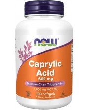 Caprylic Acid, 600 mg, 100 меки капсули, Now