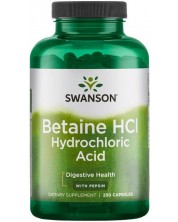Betaine HCl Hydrochloric Acid, 250 капсули, Swanson