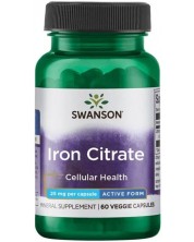 Iron Citrate, 25 mg, 60 растителни капсули, Swanson -1