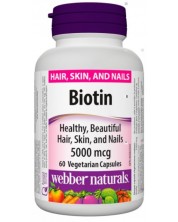 Biotin, 5000 mcg, 60 капсули, Webber Naturals