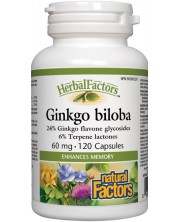 Ginkgo biloba, 60 mg, 120 капсули, Natural Factors -1