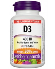 Витамин D3, 400 IU, 270 таблетки, Webber Naturals -1