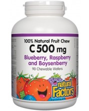 Vitamin C, 500 mg, горски плодове, 90 дъвчащи таблетки, Natural Factors