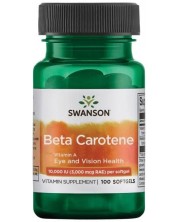 Beta Carotene, 3000 mcg, 100 меки капсули, Swanson -1