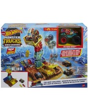 Игрален комплект Hot Wheels Monster Trucks - Car Jump Challenge: Световна арена, полуфинал -1