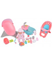 Игрален комплект Moni Toys 3 в 1 - Пишкаща кукла-бебе с аксесоари