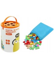 Игрален комплект Kruzzel - Цветни дървени блокове в кутия-сортер