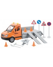 Игрален комплект Raya Toys - Камион City Maintenance, С пътни знаци, звуци и светлини -1