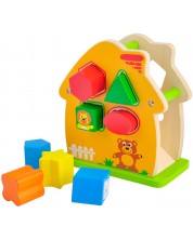 Игрален комплект Acool Toy - Дървена къщичка с животни, сортер -1