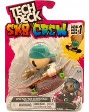 Игрален комплект Tech Deck SK8 Crew - Скейтборд за пръсти с фигурка, със зелена шапка -1