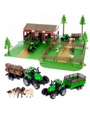 Игрален комплект Kruzzel - Ферма с животни и 2 селскостопански коли -1