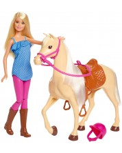 Игрален комплект Mattel Barbie - Барби и конче за езда -1