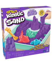 Игрален комплект Kinetic Sand - Пясъчник с аксесоари и лилав кинетичен пясък -1