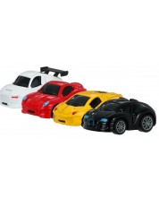 Игрален комплект GT - Инерционни колички, бяла, червена, жълта и черна -1
