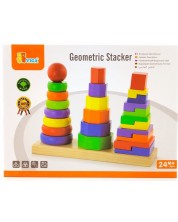 Игрален комплект Viga - Дървени геометрични пирамиди