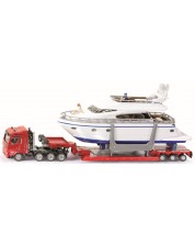 Метална играчка Siku Super - Камион с ремарке и яхта, 1:87 -1