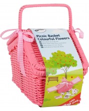 Игрален комплект Small Foot - Кошница за пикник с чаен сервиз, розова