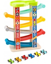Игрален комплект Tooky Toy - Писта роли с шест колички 