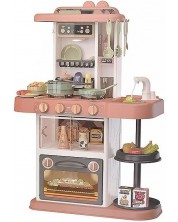 Игрален комплект Raya Toys - Детска кухня с вода и пара, розова -1