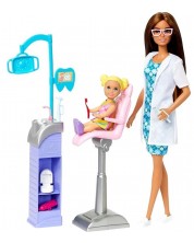 Игрален комплект Barbie You Can Be Anything - Зъболекар, с кестенява коса -1