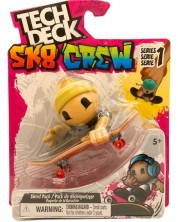 Игрален комплект Tech Deck SK8 Crew - Скейтборд за пръсти с фигурка, с жълта шапка -1