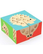 Игрален комплект Djeco - Тактилни кубчета с животни
