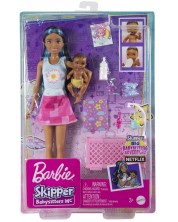 Игрален комплект Barbie Skipper - Барби детегледачка със сини кичури -1