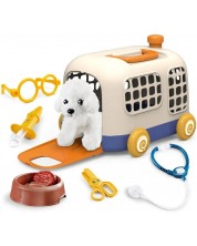 Игрален комплект Raya Toys - Кученце с клетка на колела -1